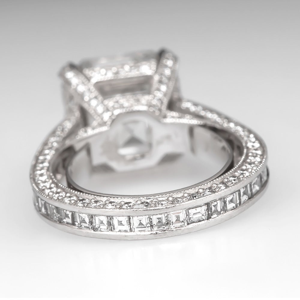 7 Carat GIA Asscher Cut Diamond Platinum Engagement Ring For Sale 1