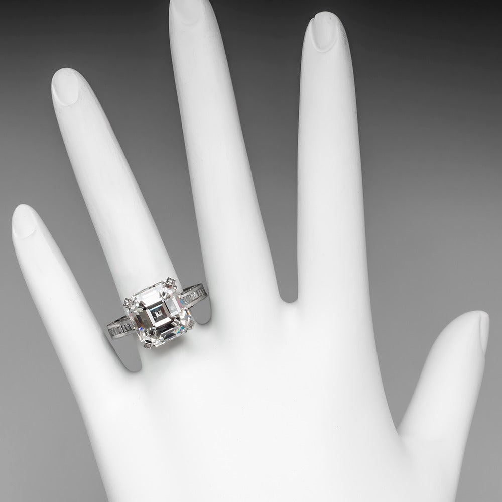 7 Carat GIA Asscher Cut Diamond Platinum Engagement Ring In Excellent Condition For Sale In Bellevue, WA