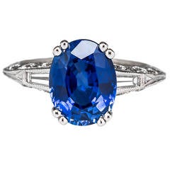 Tacori 4 Carat Blue Sapphire Diamond Platinum Engagement Ring