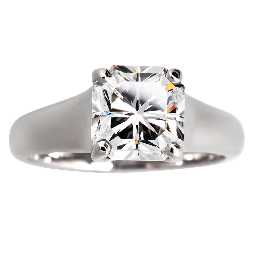 Tiffany & Co. GIA Cert Lucida Diamond Platinum Engagement Ring For Sale