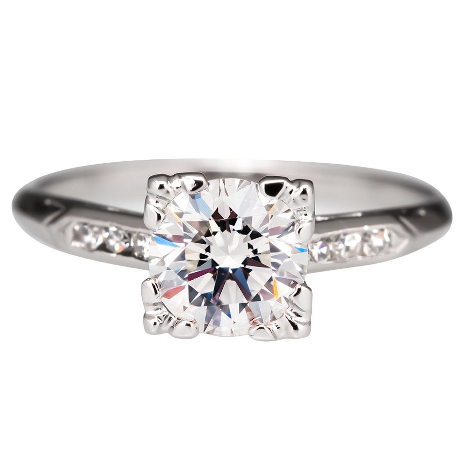 GIA Cert .96 Carat Diamond Platinum Engagement Ring