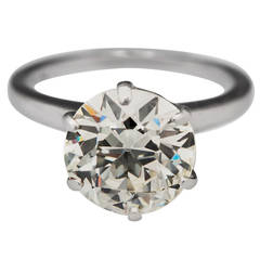 3.30 Carat Old Euro Cut Diamond  Engagement Ring