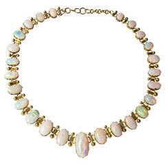 1920's Antique Crystal Opal  Gold Necklace