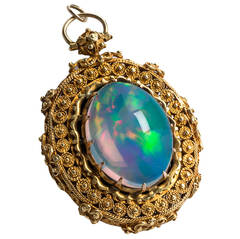 Antique Victorian Era Jelly Opal Locket Pendant