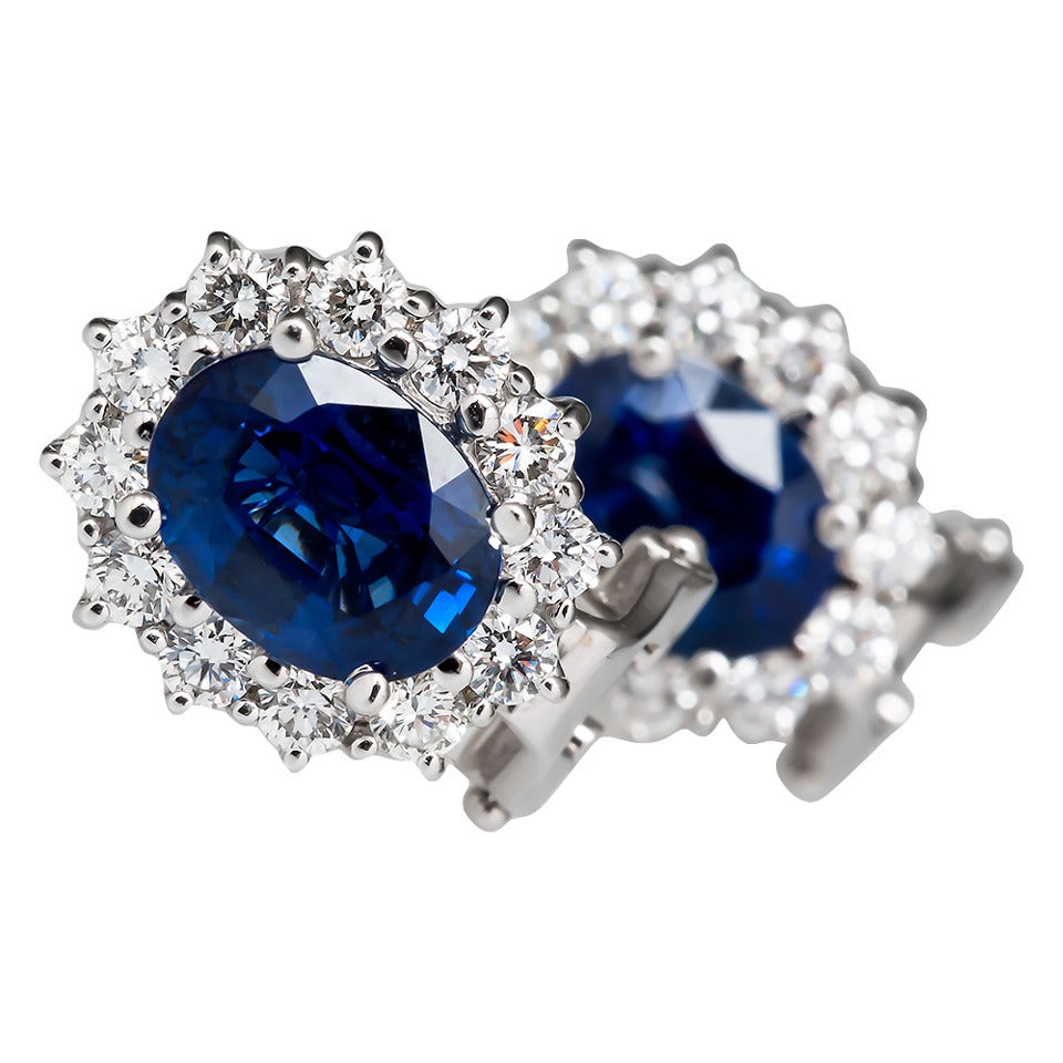 Sapphire Diamond  Cluster Earrings