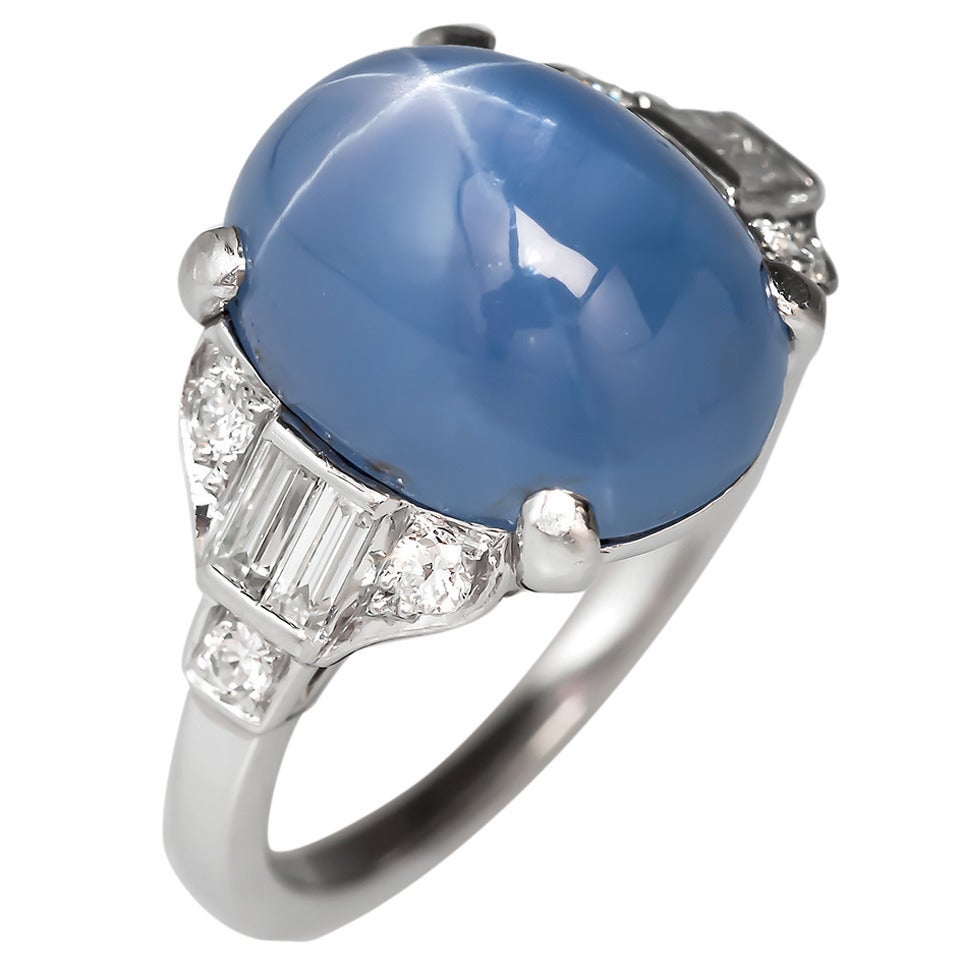 Art Deco Star Sapphire Diamond Ring