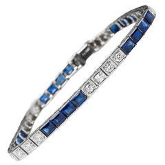 Art Deco Sapphire Diamond Platinum Bracelet Antique Art Deco Sapphire Diamond Platinum Bracelet