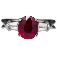 3.04 Carat Ruby Diamond Platinum Engagement Ring