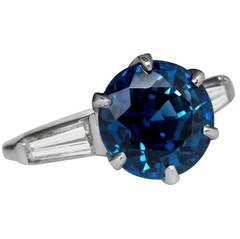 5.76 Carat Sapphire Diamond Platinum Engagement Ring