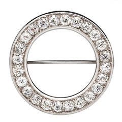 Art Deco  Diamond Circle Platinum Brooch