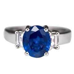 GIA No-Heat 3.6 Carat Sapphire Diamond Gold Ring