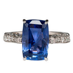 GIA Cert 7 Carat Blue Sapphire Platinum Ring