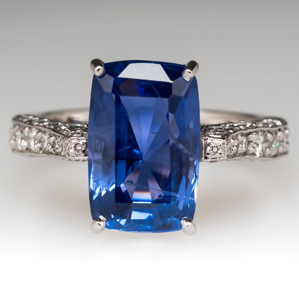 GIA Cert 7 Carat Blue Sapphire Platinum Ring