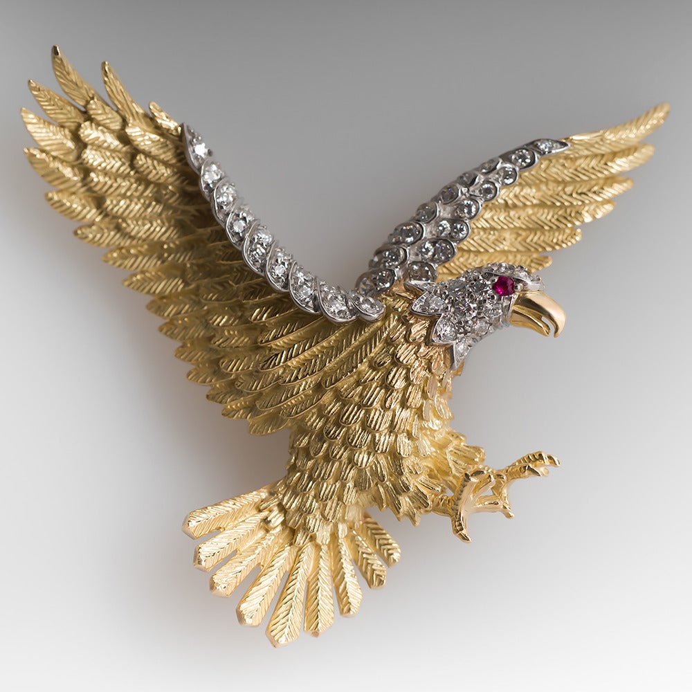The American Bald Eagle brooch was crafted by Herbert Rosenthal to celebrate the US Bicentennial in 1976. There were 200 made, this is number #44. The included photo states 