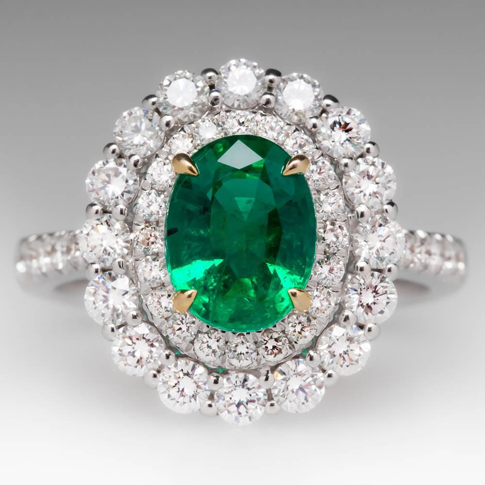 This 1.74 carat emerald is outstanding. It doesn't have the normal distracting inclusions you see in most emeralds. It is rich and vibrant and amazing. You can't take your eyes off of it. If she wants the highest quality emerald, this is it. The