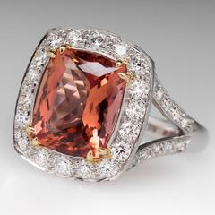 Richard Krementz 7 Carat Imperial Topaz Platinum Cocktail Ring