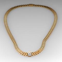 1980s .70 Carat Diamond Solitaire Rolex Style Necklace