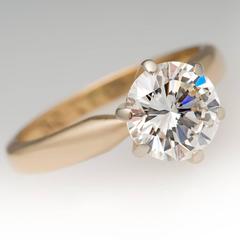 GIA Certified F/VS2 Round Brilliant 1.5 Carat Diamond Solitaire Ring