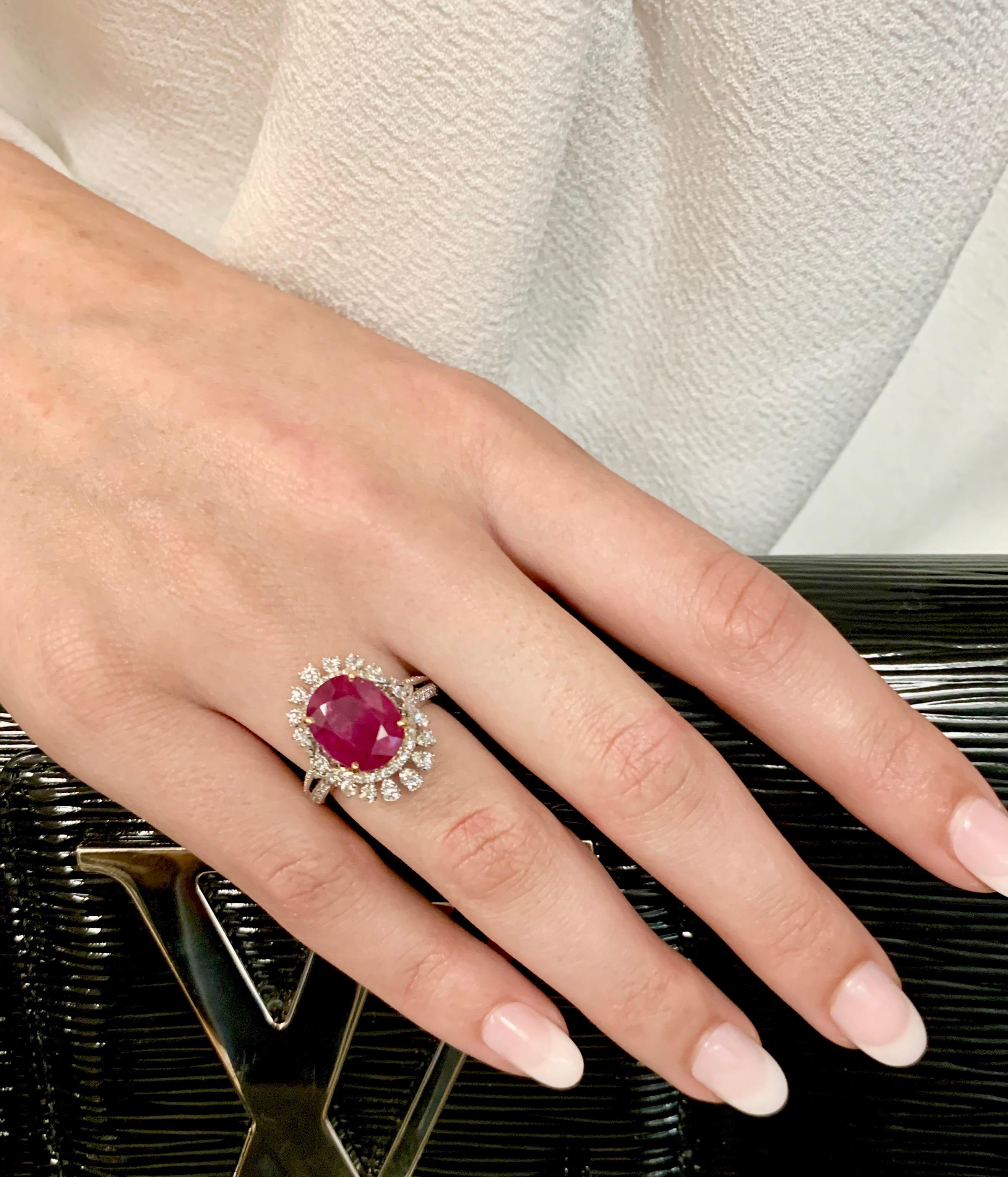 5.83 Carat Mozambique Ruby Cocktail Ring 3