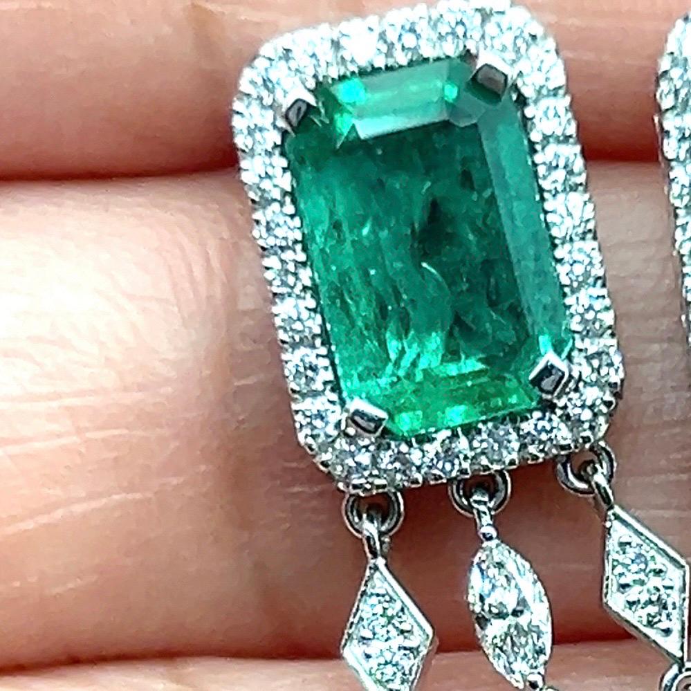 5.92 Carat Zambian Emerald Earrings For Sale 2