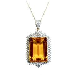 Citrine 27.39 Carat Diamond Pendant