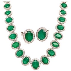 37.73 Carat Emerald Necklace Earrings Set
