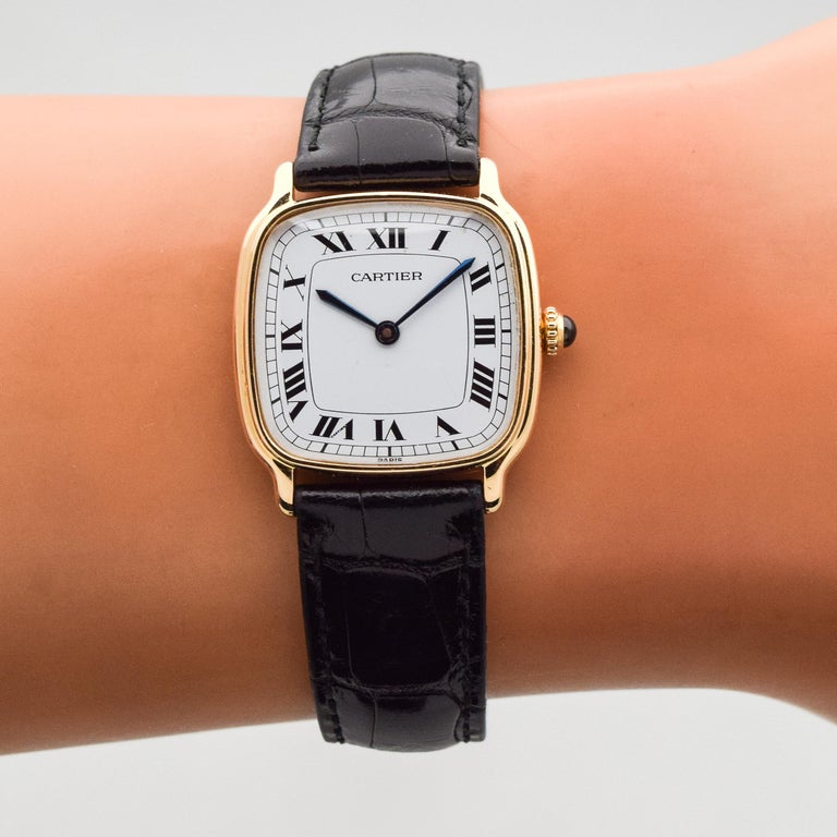 Cartier Cushion Shaped 18 Karat Yellow Gold Watch, 2010s at 1stDibs