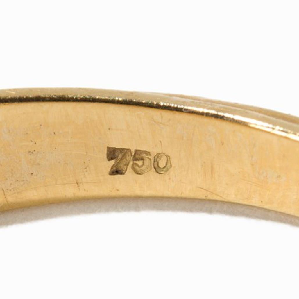 Women's Gold Ring with 3 Brilliants, 14 Carat Gold and Platinum, 1930s