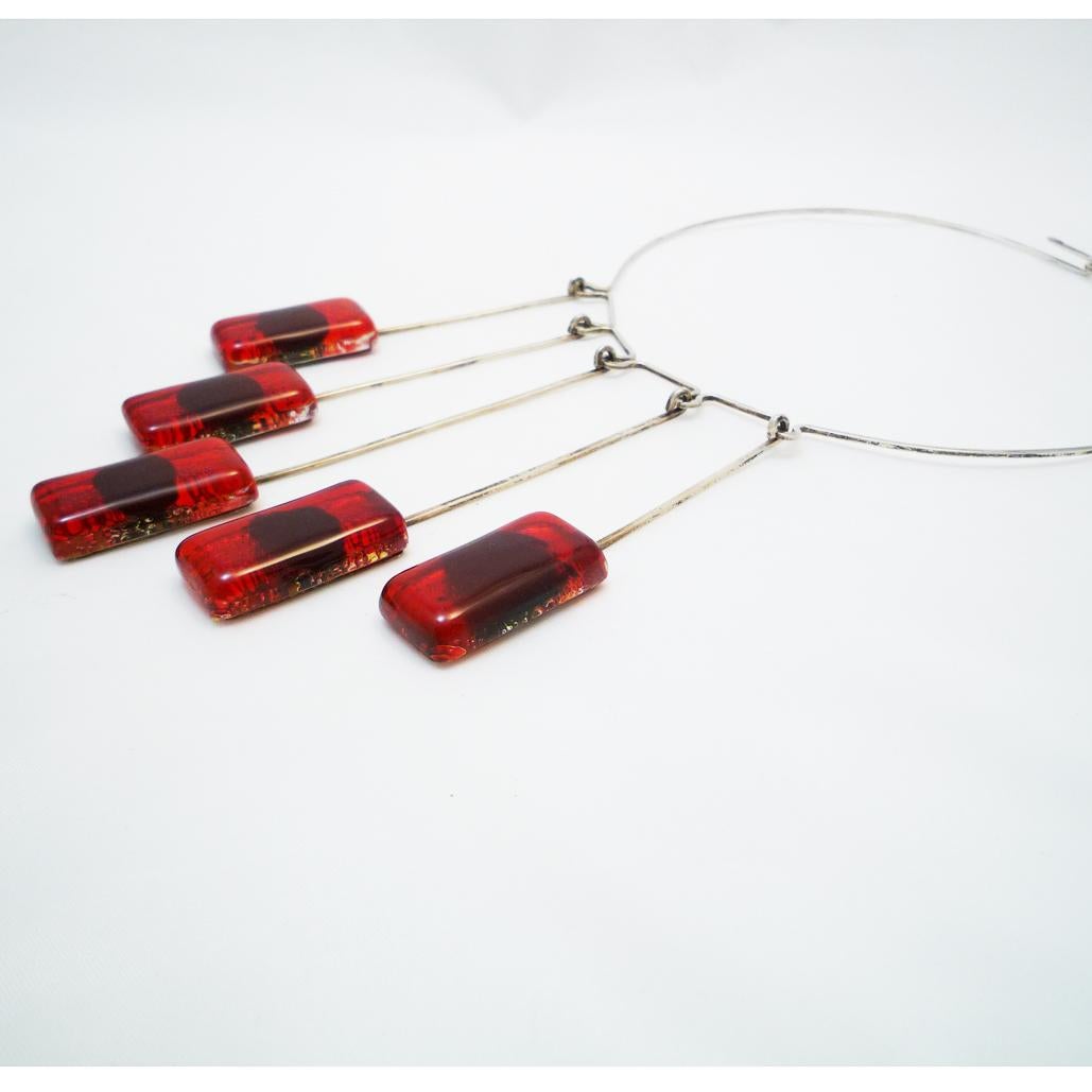 Women's Silver Necklace with Glass Elements