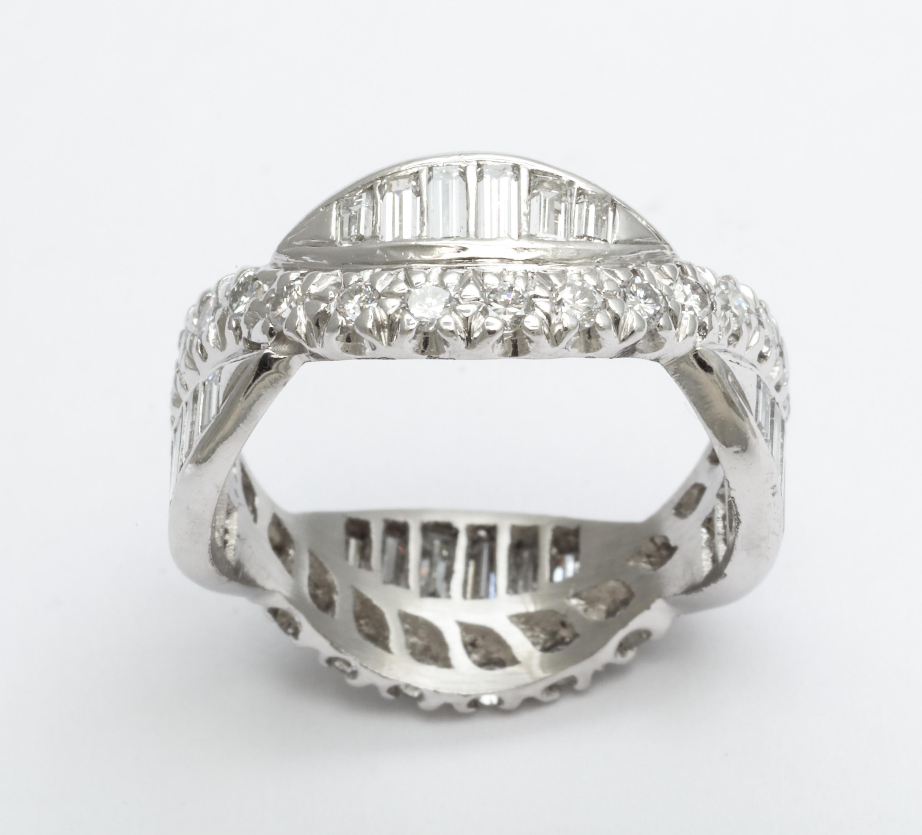 Art Deco Diamond and Platinum Eternity Band In Good Condition In New York, NY