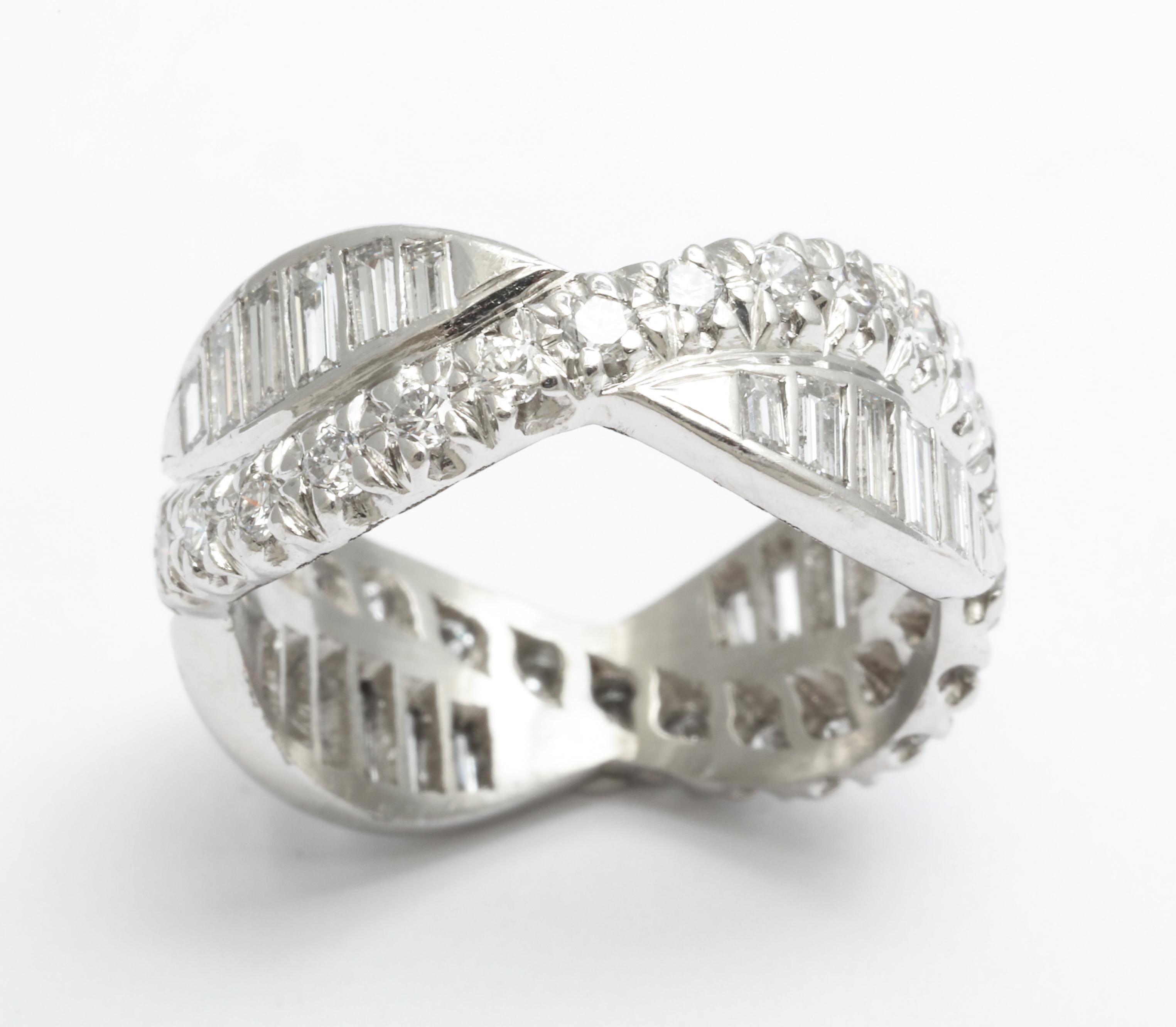 Art Deco Diamond and Platinum Eternity Band 1