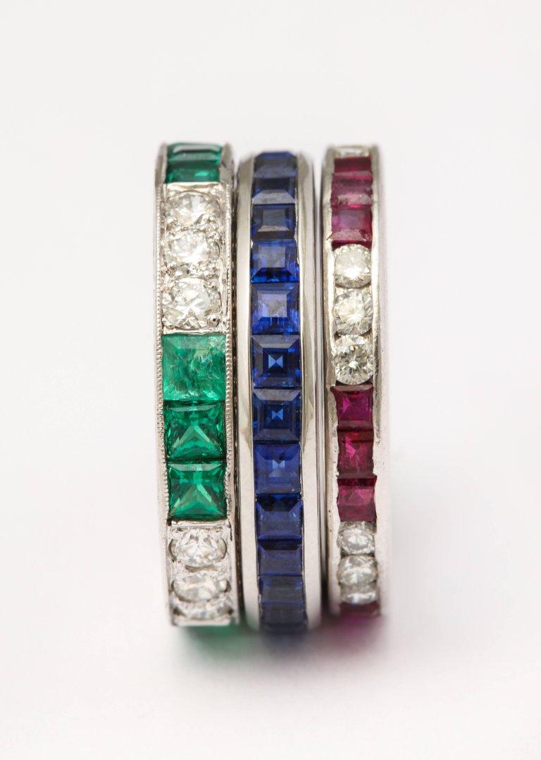 We have a selection of vintage eternity bands in different sizes 

If you don't see the eternity ring you're looking for here, let us know. We have a great variety of rings... some set with sapphires, emeralds or rubies.
. Prices range from $2400 to