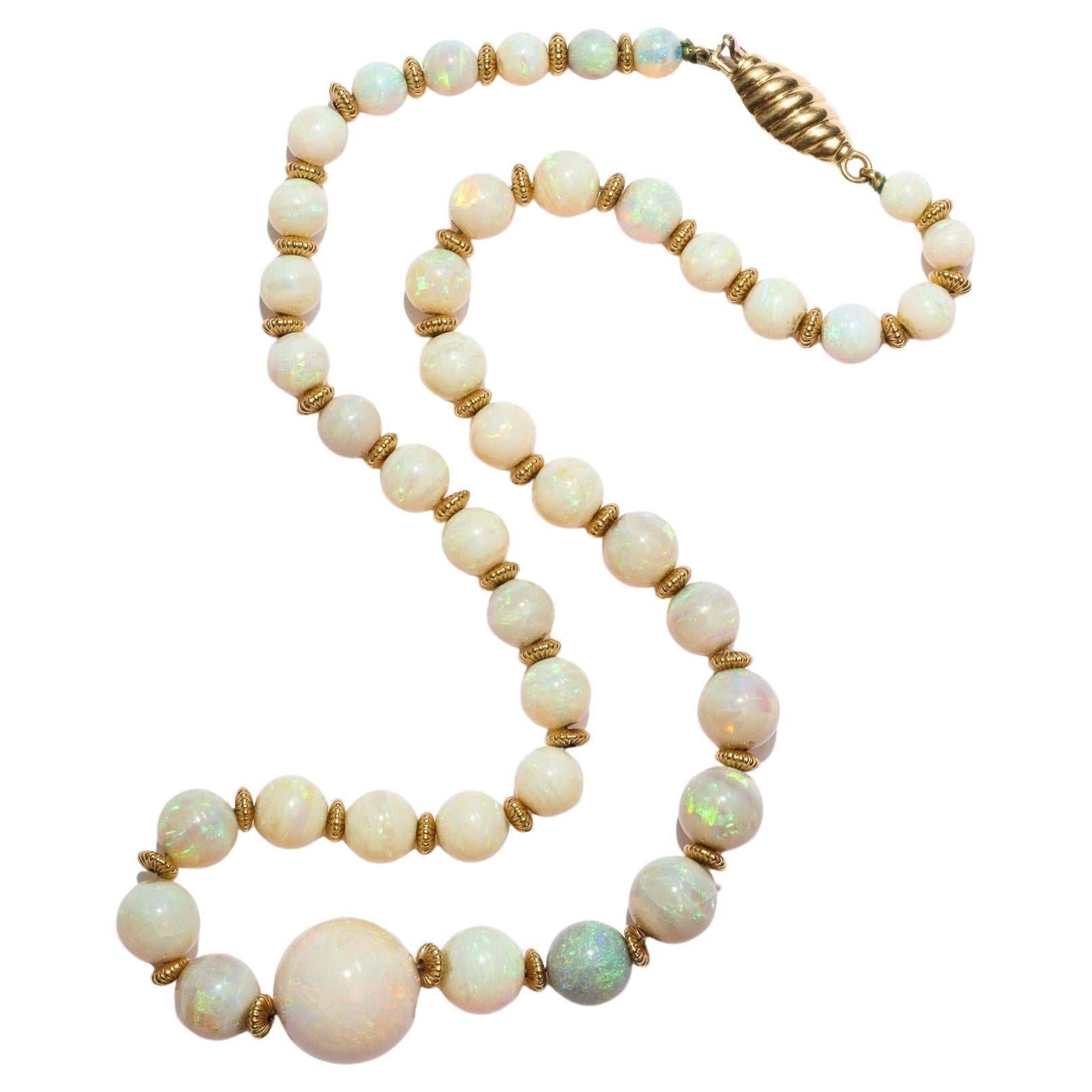 AntiqueOpal Bead Necklace For Sale