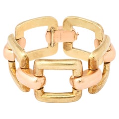 Tiffany Retro-Armband mit breiten, zweifarbigen, offenen Gliedern in Gold