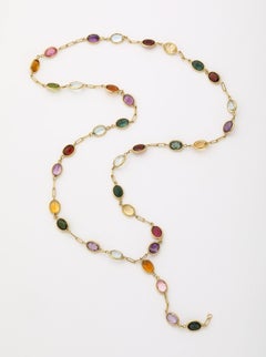 French Multi Color Bezel Set Gemstone Lavallière  C1930