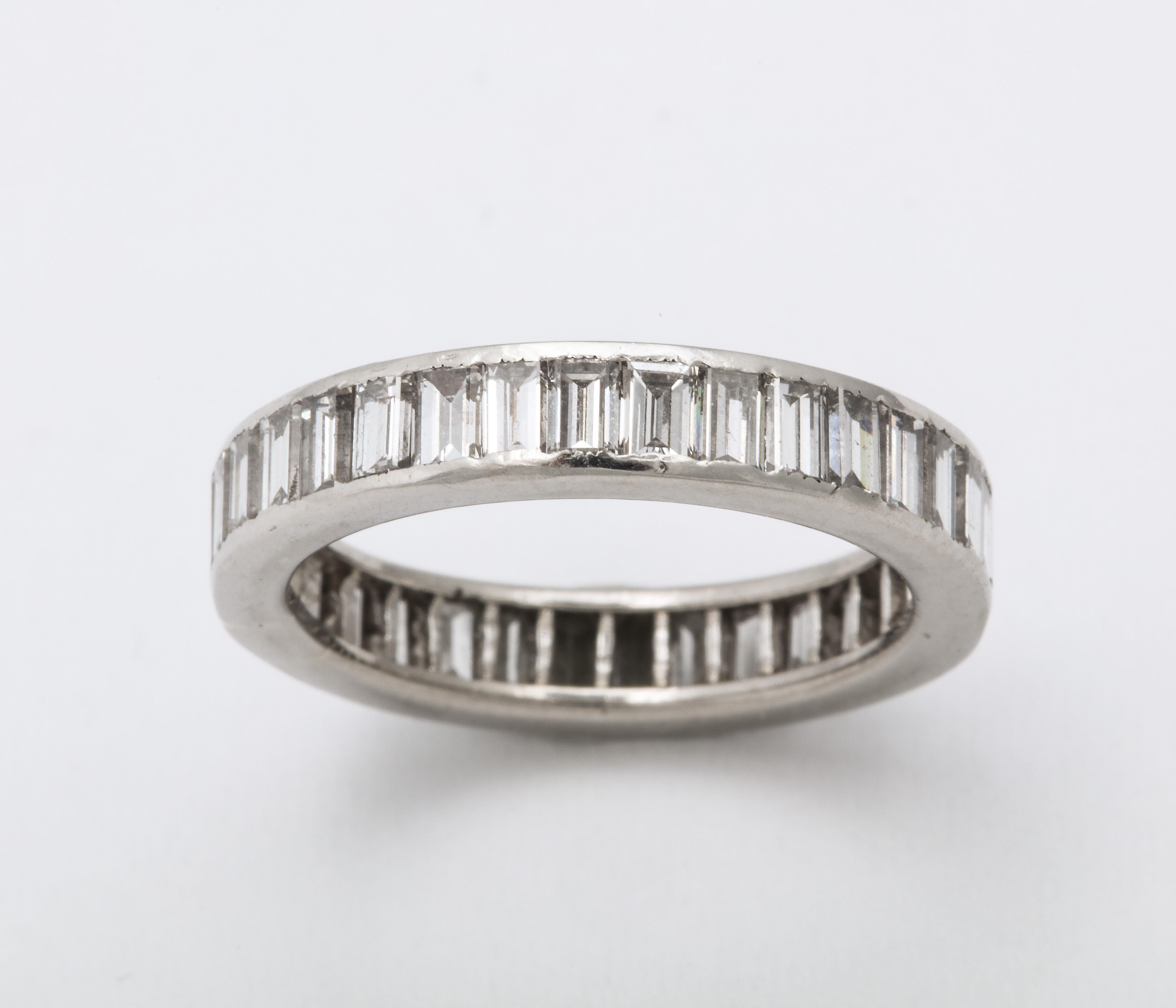 Diamond Baguette and Platinum Band In Good Condition For Sale In New York, NY