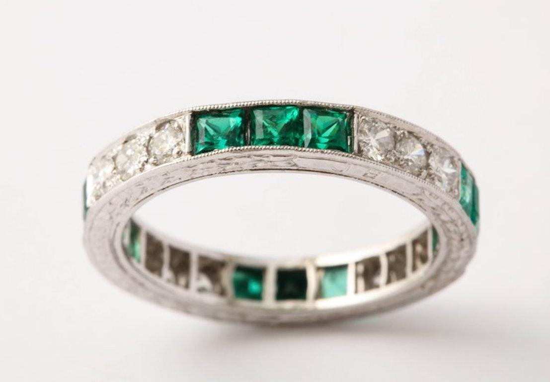 Art Deco Vintage Eternity Bands with Emeralds Rubies Diamonds Tiffany & Co. Sapphire