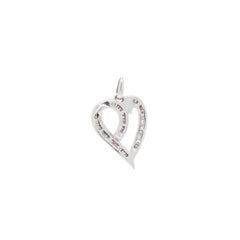 Tapered Baguette Cut Diamond 14 Carat White Gold Openwork Heart Pendant