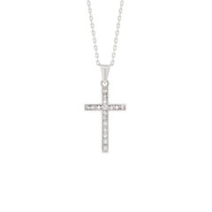 Vintage Old Cut Diamond and 18 Carat White Gold Cross Pendant Necklace