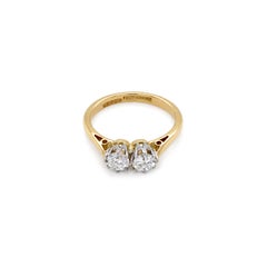 Round Brilliant Cut Diamond 18K Yellow Gold & Platinum Two-Stone Engagement Ring