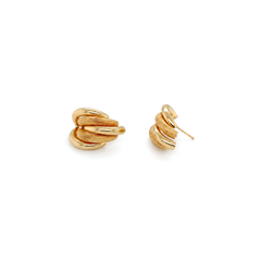 Vintage Two-Texture 18 Carat Yellow Gold Italian Half-Hoop Earrings