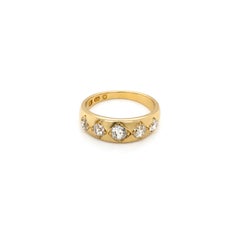 Late Victorian Old Mine Cut Diamond Five-Stone Band Ring in 18 Carat Yellow Gold