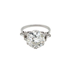 Anello di fidanzamento Art Déco in platino con diamante a taglio antico da 4,92 carati, risalente agli anni ’20 circa