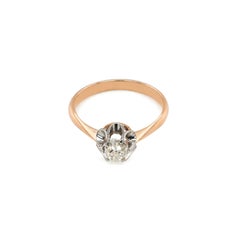 0.81 Carat Old Cut Diamond Solitaire Engagement Ring in 14K Rose and White Gold