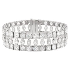 Bracelet Art déco en platine avec diamants taille ancienne marquises et ronde, c. 1920