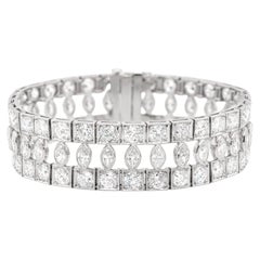 Art Deco Marquise and Round Old Cut Diamond Platinum Bracelet, circa 1920s