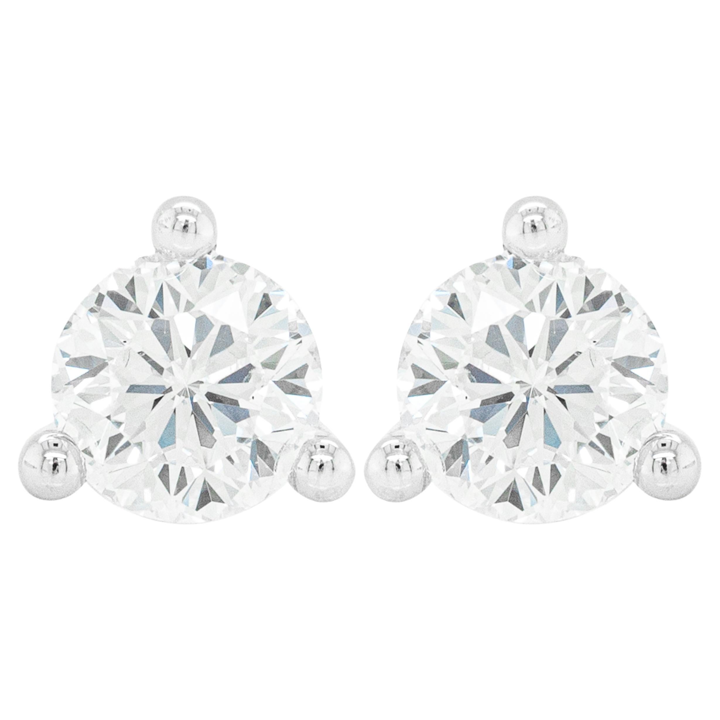 1.06ct F VS1 Roberto Coin Cento Collection Diamond 18 Carat Gold Stud Earrings For Sale