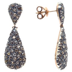 21st Century 9 Karat Rose Gold and Diamond Drop-Shape Cesellato Drop Earrings