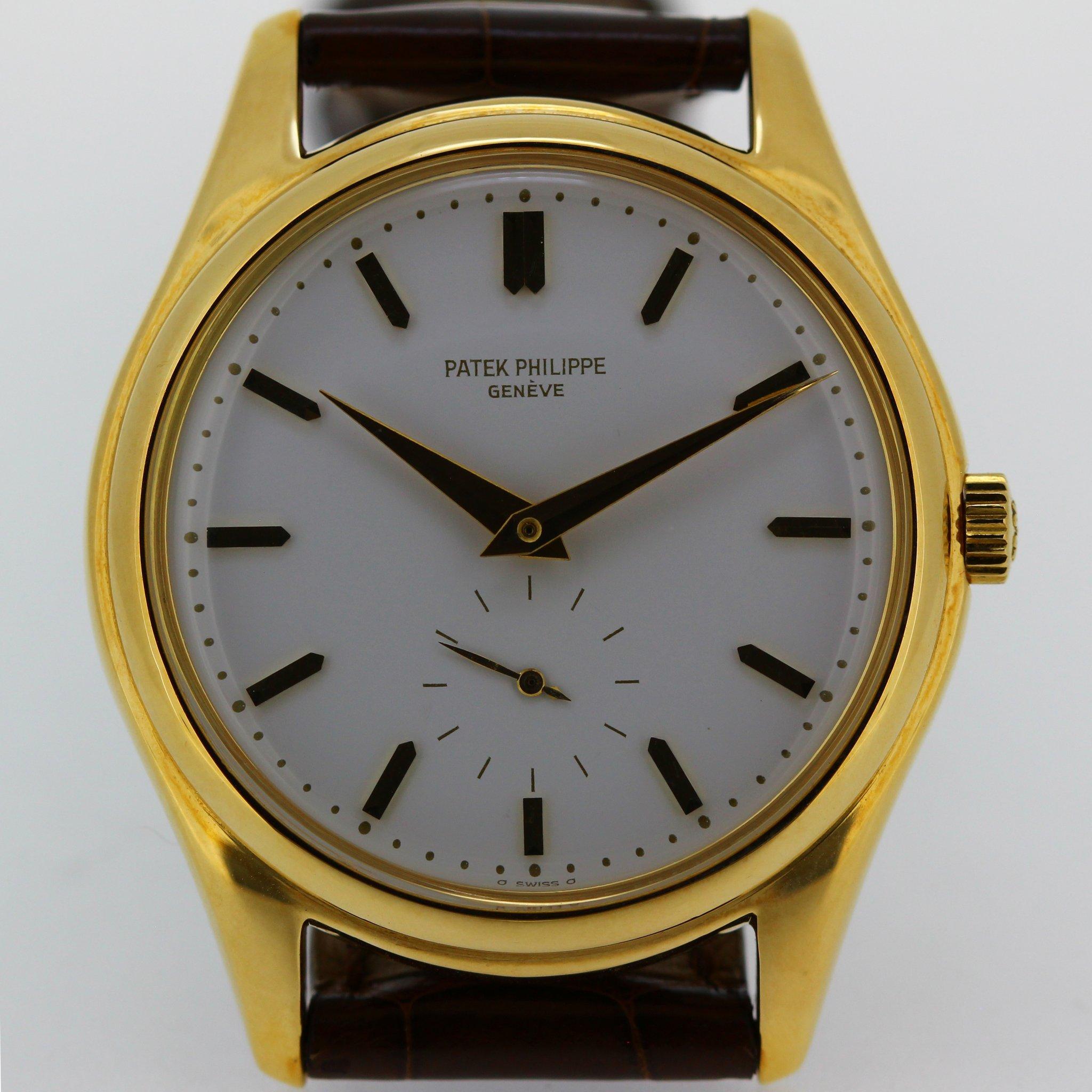 Patek Philippe 2526J Was Launched in 1953 and was the first automatic winding watch that Patek made, and is considered to be the ultimate Vintage Patek Calatrava Watch.

Enamel dial, Screw down back, water resistant case.
35 mm in diameter

12