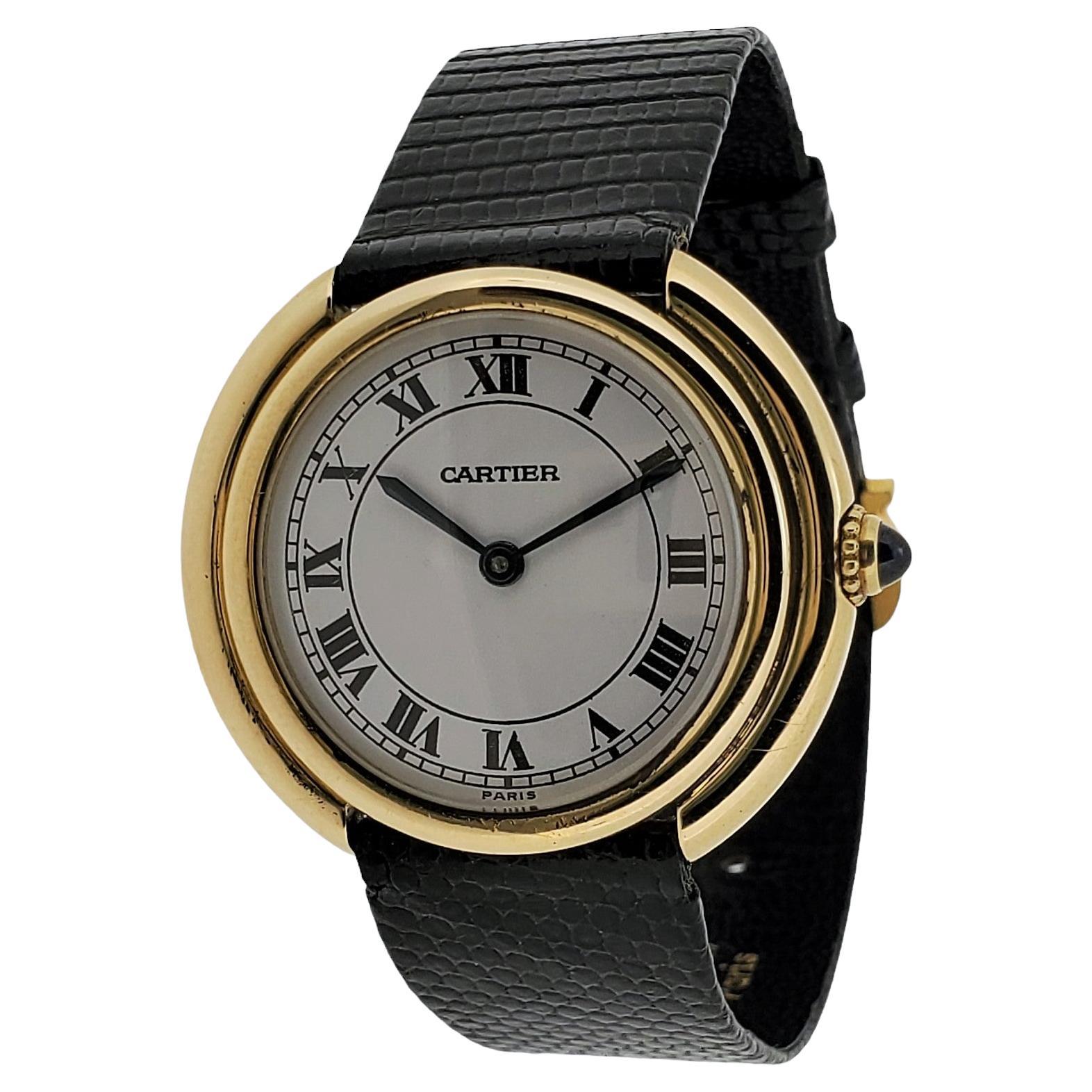Cartier Paris Vendome Large Automatic Watch with Deployant Buckle, circa 1975 For Sale